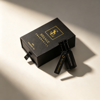 Boîte de parfum en verre Attar de luxe noire texturée avec tiroir, logo personnalisé, marquage à chaud, pour flacons de 3/6/12 ml, emballage cadeau en gros