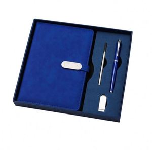 Wholesale Promotional A5 PU Leather Hardcover <b>Journal</b> Notebook for Gift Custom Diary Business Notebook Pen Set With USB Drive - Product Image 1