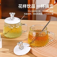 Tasses à café mignonnes et délicates avec cuillère et couvercles, résistantes à la chaleur, pour la maison, pour boire de l'eau, verres à marteau, verres à café