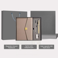 Ensemble cadeau en gros, classeur A5 en cuir, bloc-notes avec logo d'entreprise personnalisé, coffret cadeau d'affaires, bloc-notes avec clé USB et stylo