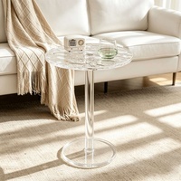 Table d'appoint transparente pour canapé, table ronde moderne minimaliste, petite table basse en acrylique moderne pour salon