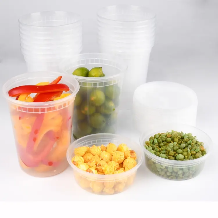 Trendz 16 oz Round microwave disposable plastic food container with lid