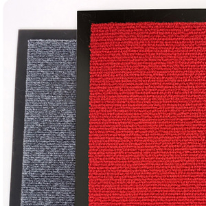 Custom Made Coarse Stripe Door Mat Polyester Absorbent Dust <b>Removing</b> PVC Non Slip Rectangle Gray And Red Home Use - Product Image 1
