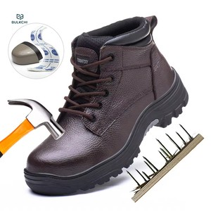 Bottes de sécurité <span class=keywords><strong>mi</strong></span>-hautes à embout d'acier, anti-perforation, antidérapantes, en cuir durable, pour hommes et femmes - Product Image 1