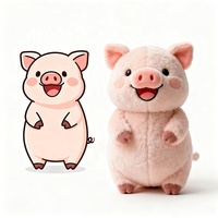 Boneka Babi Lucu Warna Pink 20cm, Bahan Katun Organik Super Lembut Isi Kapas PP, Mainan untuk Anak Perempuan dan Laki-laki