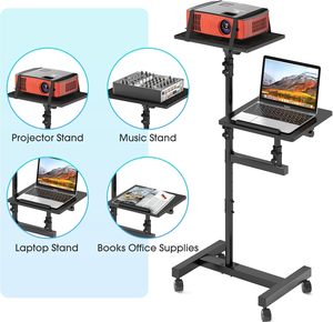 Rolling Projector Stand Cart Tripod with 2 Shelves Mobile <strong>Desk</strong> <strong>on</strong> <strong>Wheels</strong> Adjustable Height From 45" to 64" for Couch - Product Image 3