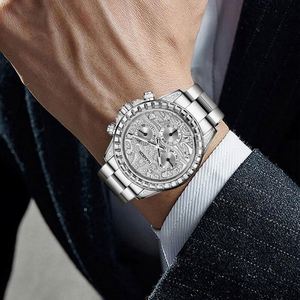 Montres mécaniques automatiques pour hommes d'affaires, chronographe de luxe personnalisé avec diamants - Product Image 6