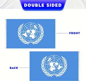 Bandera de las Naciones Unidas de 3x5 pies, poliéster, para uso internacional, con ojales de latón, para interior/exterior, colores vivos, decoración para el hogar y jardín - Product Image 3