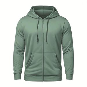 Sudadera con capucha de gran tamaño para hombre al por mayor ropa de calle sin cordón cremallera vintage lavado ácido básico esencial para otoño digital - Product Image 1
