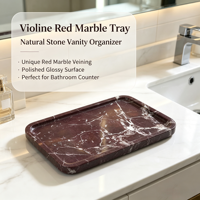 Plateau en marbre rouge Violine, pierre naturelle, plateau de vanité, plateau à bijoux, plateau à parfums, plateau de rangement décoratif pour salle de bain, hôtel