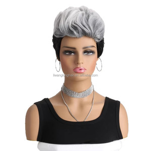 Perruque complète synthétique pour <span class=keywords><strong>femme</strong></span>, <span class=keywords><strong>cheveux</strong></span> courts, gris argenté, vente en gros du fabricant - Product Image 2