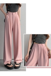 <span class=keywords><strong>Pantalons</strong></span> de costume droits pour femmes en gros, style coréen, <span class=keywords><strong>taille</strong></span> <span class=keywords><strong>haute</strong></span>, amples, fins, à neuf points, décontractés, <span class=keywords><strong>pantalons</strong></span> pour femmes - Product Image 4
