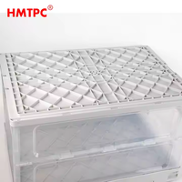 Grandes caisses de rangement en plastique pliable blanc clair pour fruits Boîte empilable noire Panier à linge pliable Boîte de rangement pliable