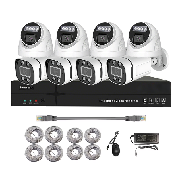 TSEye 8CH POE Security Surveillance CCTV Camera System 4K NVR Kit Full Color Night Vision H.265 Video Compression Cloud APP