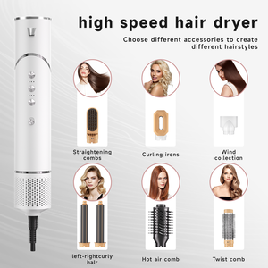 Secador de Pelo Iónico 7 en 1, 110,000 RPM, Alta Velocidad, Eléctrico, 1600W, Cepillo de Aire Caliente y Estilizador de Plástico con Difusor para Uso en Hoteles y Autocaravanas - Product Image 4