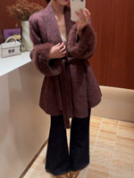 Manteau décontracté femme automne-hiver en laine et polyester, manches longues, patchwork, ouvert sur le devant, pour la vente en gros aux boutiques