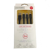 Tresse en Nylon 66W 3 en 1 chargeur usb synchronisation des données câble de charge rapide 5A