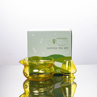 Ensemble de thé matcha en verre de style japonais résistant à la chaleur avec boîte de couleur Bol à thé