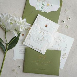 High-End Embossed Art Paper Greeting <b>Card</b> Wedding Invitation Suite with Letterpress Printing Customizable for B2B Clients - Product Image 1