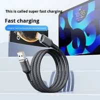 Câble de charge super rapide 100W pour téléphones mobiles iPhone et OPPO, Type-C, avec conducteur en cuivre pur et gaine tressée en nylon