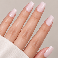 32 pièces de faux ongles à presser en ABS, couleur nude laiteux, courts, carrés et ovales, brillants, de haute qualité, imperméables, vente en gros