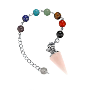 天然石英水晶点Dowsing摆锤占卜治疗水晶石灵气脉轮项链吊坠 - Product Image 5