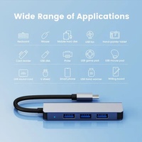 Hub USB C 4 en 1, Estación de Conexión de Aleación de Aluminio Tipo C, Divisor de Hub Multi USB de 4 Puertos, Datos OTG para Computadora Portátil Macbook