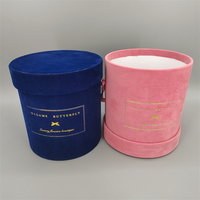 Kotak Topi Bulat Beludru Mewah dengan Bahan Daur Ulang, Laminasi Matt & Embossing - Kemasan Bunga Buket