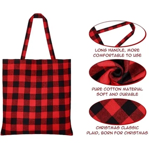 Bolsa de Compras Grande de Algodón, Bolsa de Mano con Diseño a Cuadros, con Asa, Ecológica, Duradera, para Guardar Comestibles y Ropa - Product Image 3