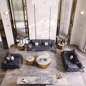 Warung kopi recycliner modern blue <span class=keywords><strong>velvet</strong></span> chesterfield cube sectional sofa sudut <span class=keywords><strong>dubai</strong></span> sofa longgar - Product Image 3