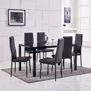 Juego de <span class=keywords><strong>Comedor</strong></span> Moderno de Lujo con Mesa de Vidrio para 4 o 6 Personas, con Elegantes Muebles de <span class=keywords><strong>Comedor</strong></span>, 4 o 6 <span class=keywords><strong>Sillas</strong></span>, para <span class=keywords><strong>Cuatro</strong></span> Personas - Product Image 1