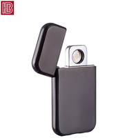 Briquet USB à motif logo personnalisé, coupe-vent, rechargeable, en métal, à ouverture rabattable, électronique, pour promotion, cadeau d'entreprise