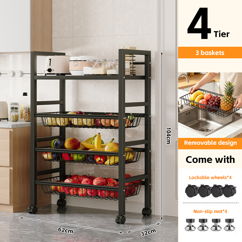 Black 4-Tier 3 Baskets