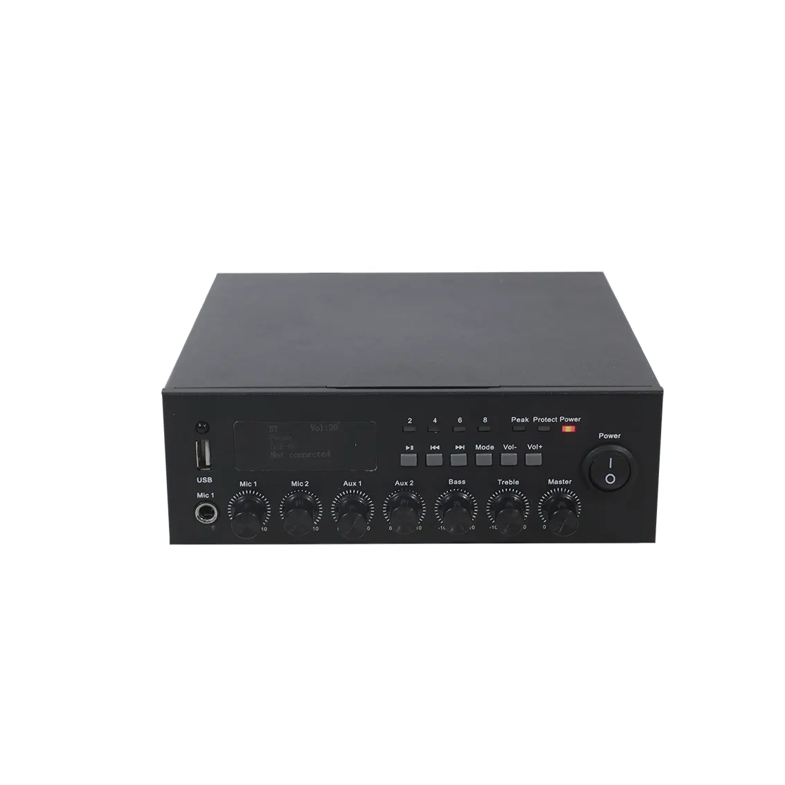 4-16 Ohm,70V,100V 30/60W Mini Mixer Eindversterker Board Pa Muzieksysteem Met Usb, Fm Tuner, Bluetooth En 12vdc Back-Up Batterij