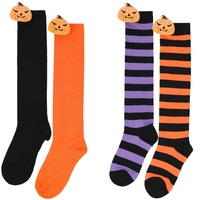 Chaussettes d'Halloween respirantes pour enfants, longueur genou, à rayures de dessin animé 3D, pour fête