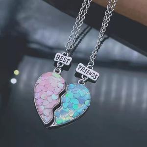 Love Best Friends Chain para niños Kid's Best Friendship Jewelry Half Heart Best Friend Collares - Product Image 4