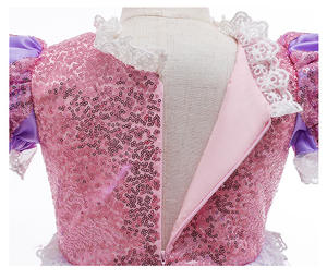 Vestido de malla de lentejuelas moradas, disfraz de princesa, fiesta de Cosplay para niña, vestido de <span class=keywords><strong>Rapunzel</strong></span> enredado con peluca trenzada - Product Image 6