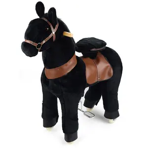 Unisex peluş mekanik at binmek oyuncak tekerlekler ile kids 'yürüyüş hayvan oyuncak araç insan gücü tarafından satılık