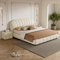 Meubles de chambre à coucher de villa haut de gamme de luxe moderne, revêtement en velours, cadre en bois de pin, lit convertible extensible et réglable