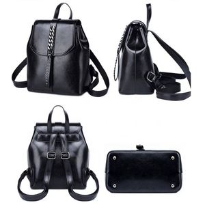 Fashion Women Anti-Theft Shoulder Handbag <b>Black</b> Genuine Leather <b>Backpack</b> Casual Bag - Product Image 5