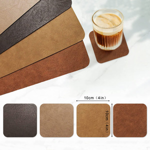 Leather Placemats Square Solid Color Durable Waterproof Oil Resistant <b>Table</b> Mats For Western Restaurant Use - Product Image 4