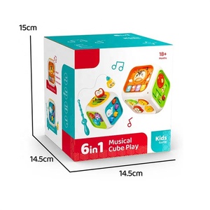 Cube d'activités <span class=keywords><strong>Montessori</strong></span> <span class=keywords><strong>6</strong></span>-en-1 : Tambour à six faces et piano – Jouet éducatif en plastique pour bébés et jeunes enfants - Product Image 6