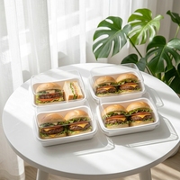 Boîtes à hamburger cylindriques jetables et recyclables en PP avec couvercles transparents anti-buée, de qualité alimentaire, gaufrées