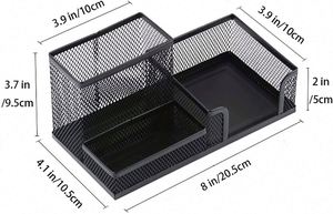 <b>Multi</b> Functional 3 Divided <b>Table</b> Holder <b>Table</b> Office Metal Mesh Desk Organizer 3 Compartments Desktop Accessories - Product Image 3