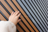Paneles Decorativos de Pared de WPC con Revestimiento Exterior Negro y Listones Acanalados de Doble Color
