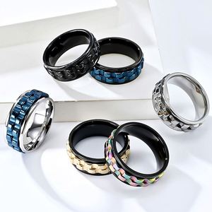 Anillo de Lujo de Acero Inoxidable con Engranajes Giratorios Multicolor, Joyería de Mano con Significado, Anillo Antiestrés, Regalos para Mujeres y Hombres - Product Image 1