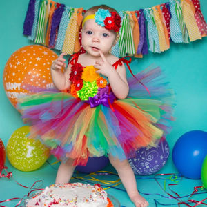 नवजात शिशु लड़की के कपड़े सेट इंद्रधनुष फूल लड़की पोशाक बच्चों जन्मदिन का गेंद पजामा बच्चों कस्टम बुटीक मरमेड कपड़े - Product Image 2