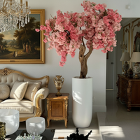 Arbre de cerisier artificiel rose de qualité supérieure avec tronc en bois - Faux magnolia pour la décoration de la maison, de l'hôtel, du restaurant et du bureau