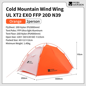 Tente de camping ultra-légère XT2 FFP 20D N39 pour haute altitude, résistante au vent et à la neige, installation rapide, randonnée et camping NX256610 - Product Image 5