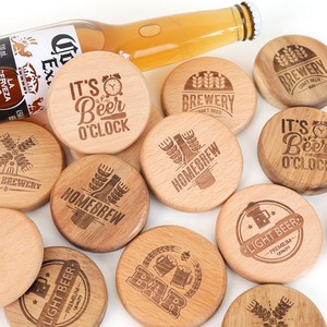 Ouvre-bouteille magnétique en bois gravé personnalisé, ouvre-bouteille rond en bois, aimant décoratif pour réfrigérateur, autocollant, cadeau, souvenir - Product Image 3